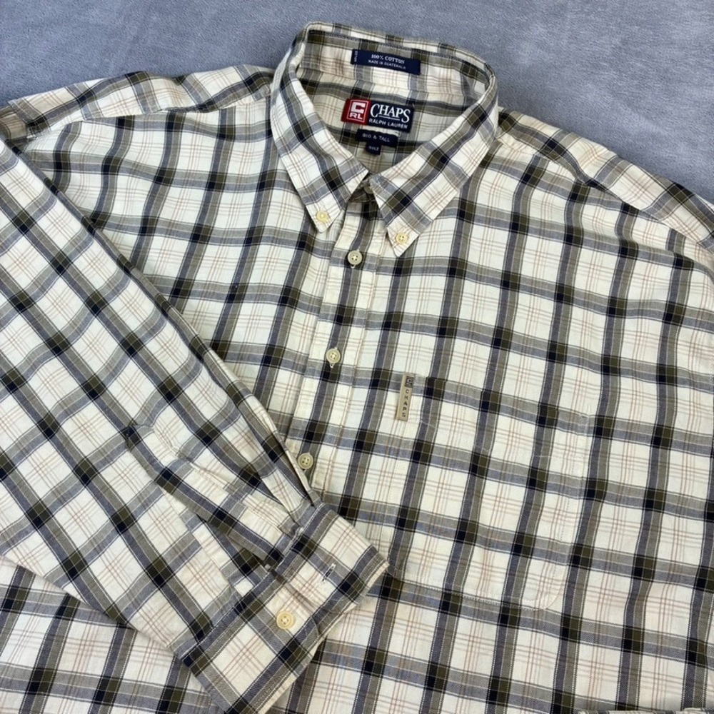 Chaps Ralph Lauren Shirt Men's 3XLT Multicolor Plaid Long Sleeve Button 3XL Tall